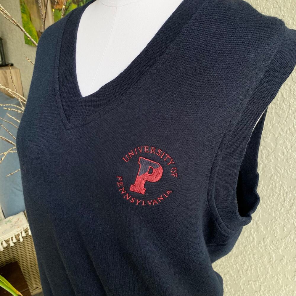 VTG Cutter & Buck Sweater Vest University of Pennsylvania Cotton Small Academia - Picture 4 of 5